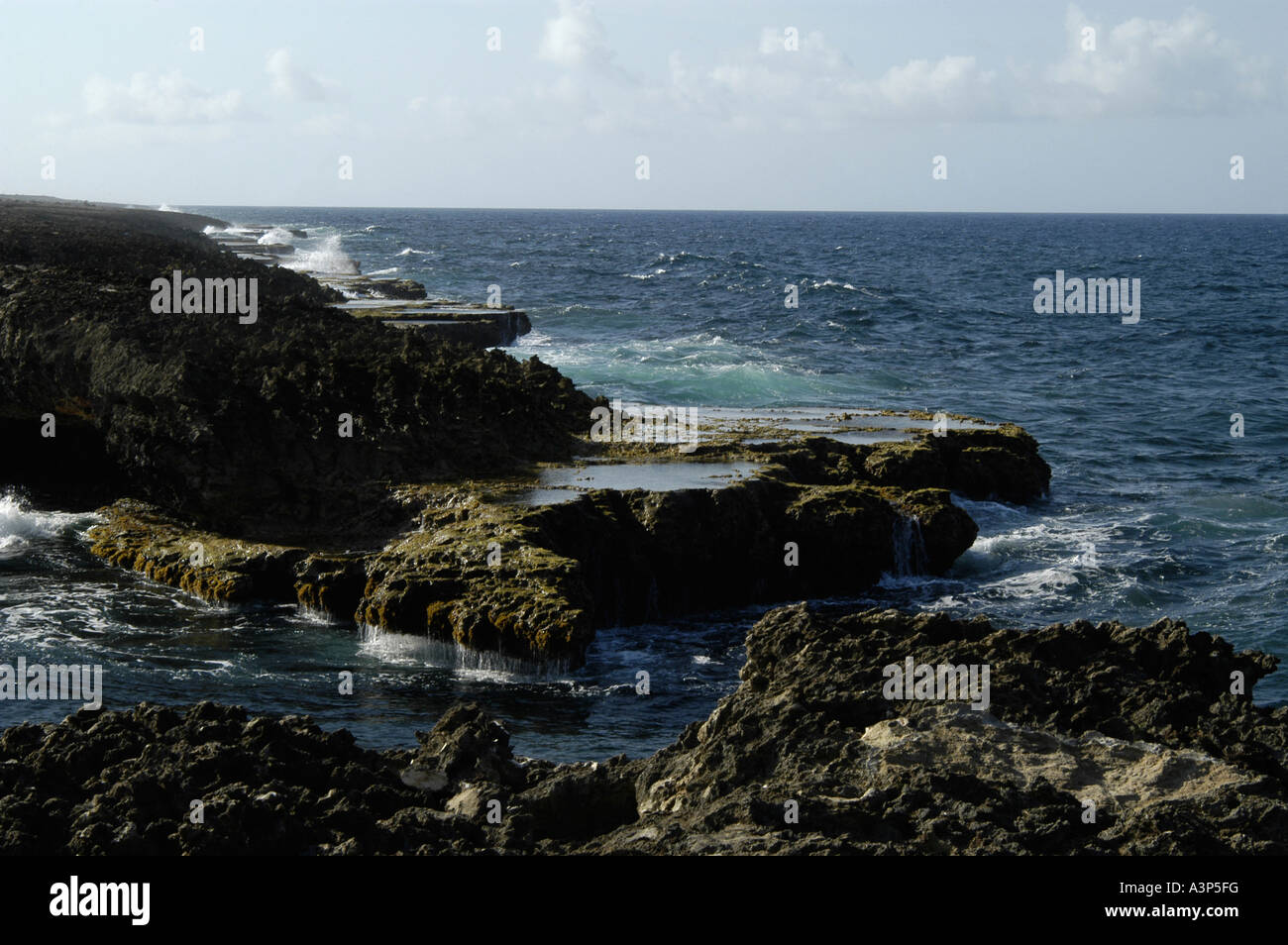 La ruvida costa nord di Curacao Foto Stock
