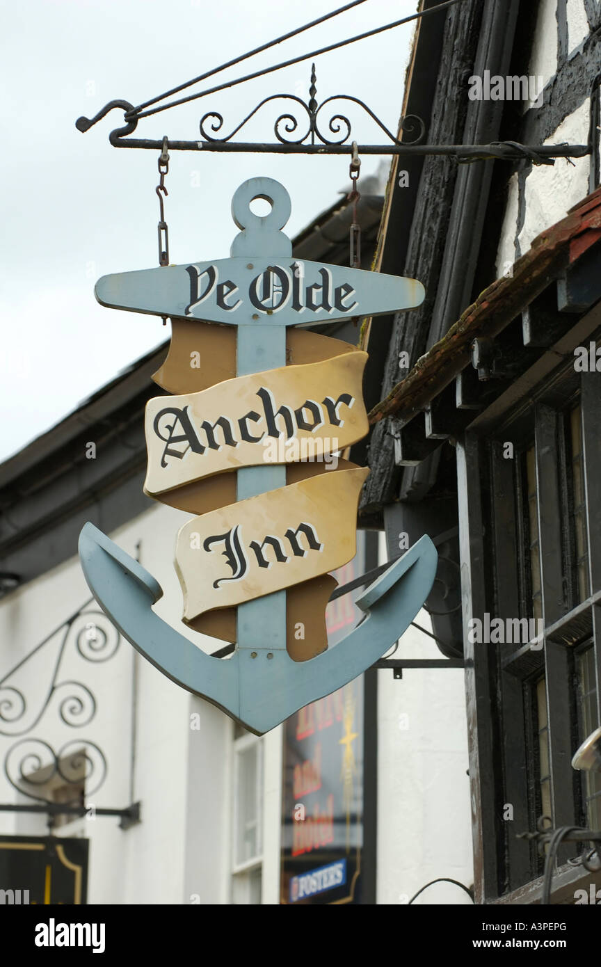 Ye Olde Anchor Inn Pub segno Upton su Severn Foto Stock