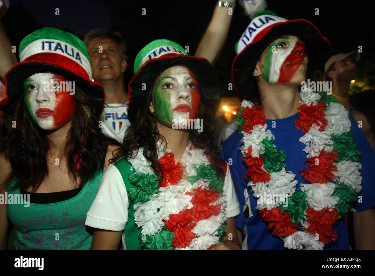 Italiano per gli appassionati di calcio alla Coppa del Mondo FIFA 2006, Berlino, Germania Foto Stock