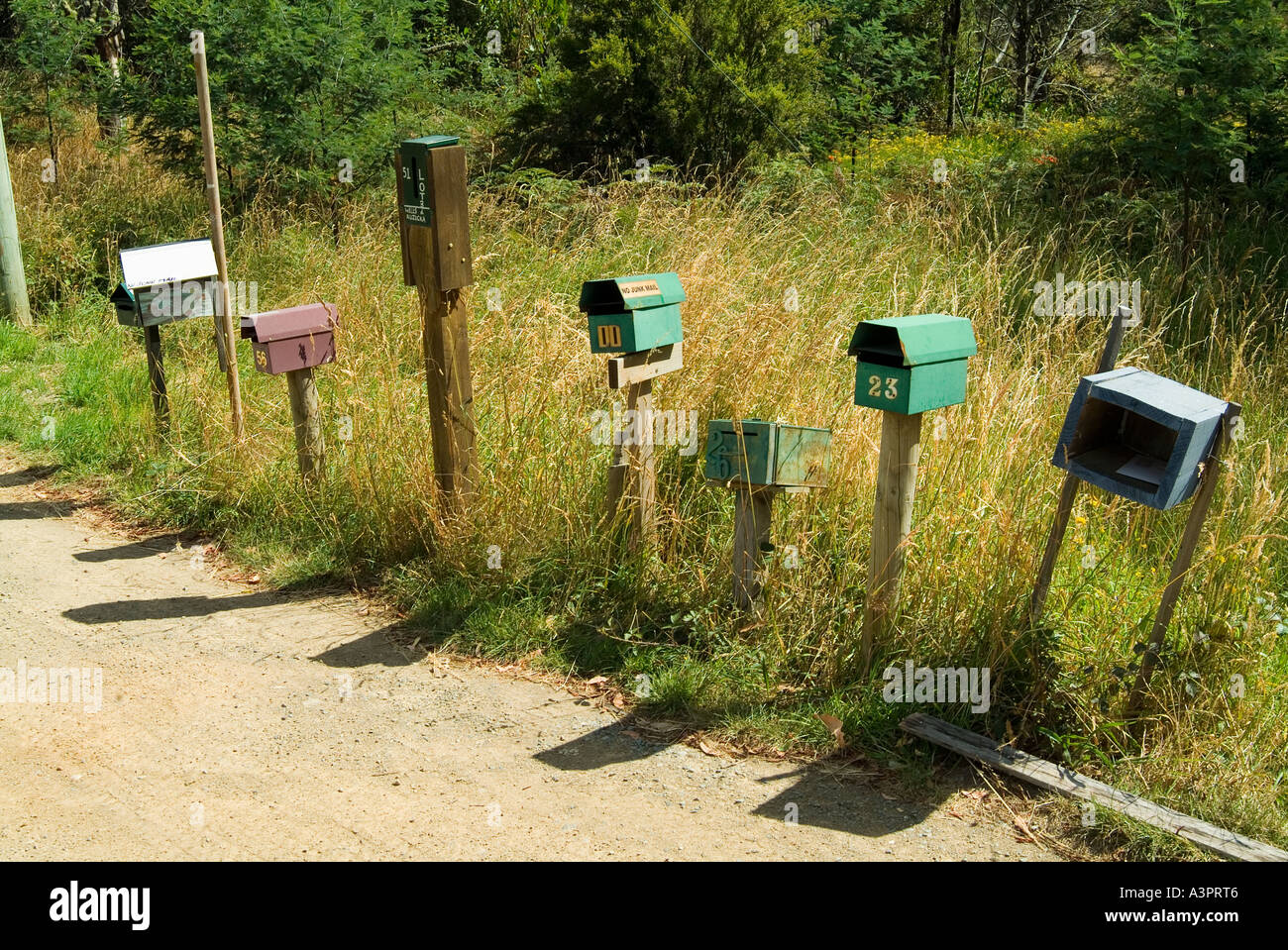 Una collezione di paese le caselle di posta Tasmania Australia Foto Stock