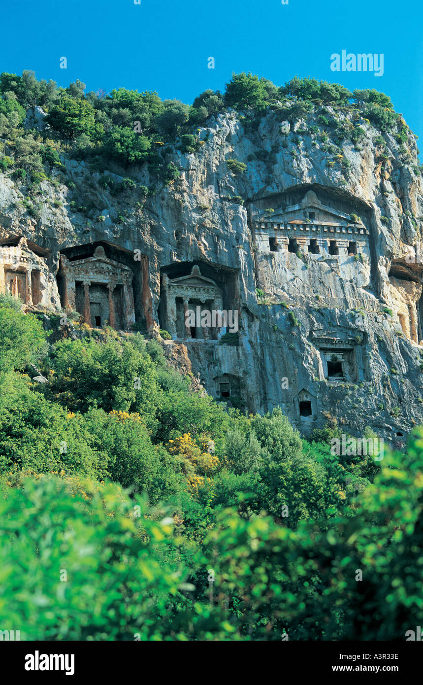 Lycian rock tombe Turchia Foto Stock