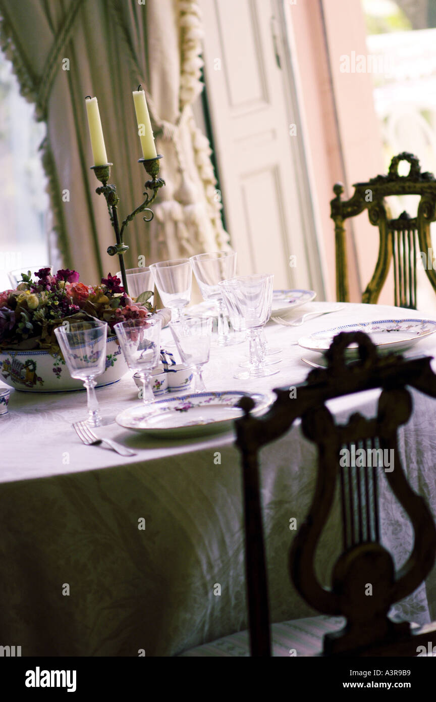 Sala da Pranzo presso la Rothschild Villa Ephrussi Cap Ferrat Provence Francia Foto Stock