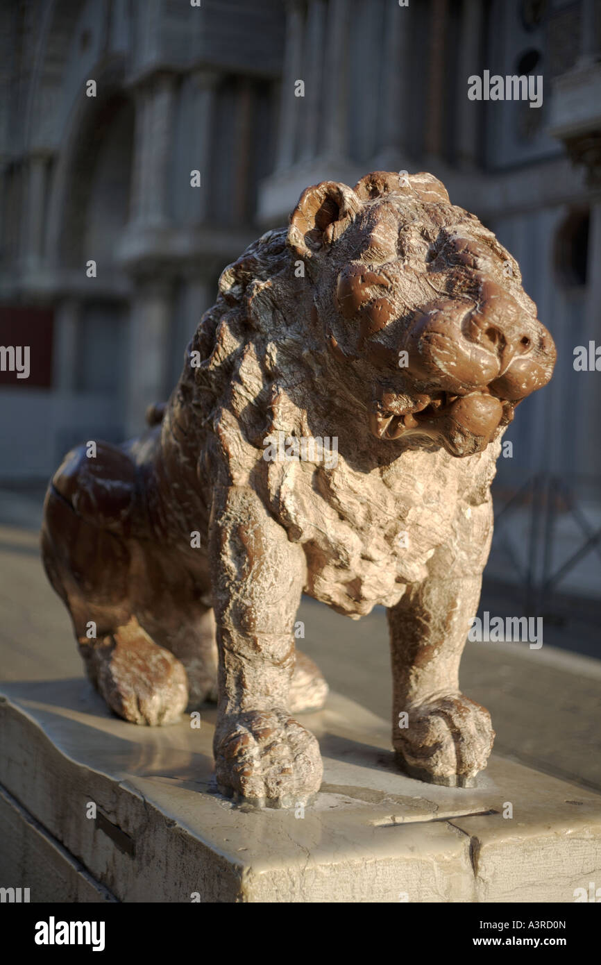 Statua di Lion. Piazza San Marco, San Marco, Venezia, Italia Foto Stock