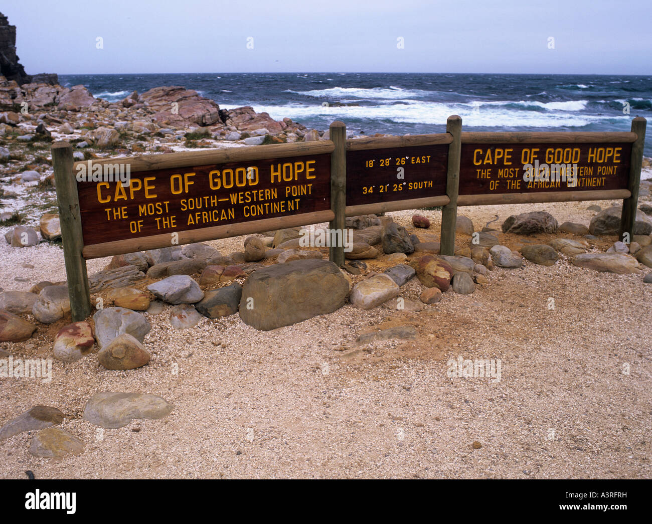 Capo di Buona Speranza informazioni segno nella Penisola del Capo "Parco Nazionale" Sud Africa Foto Stock