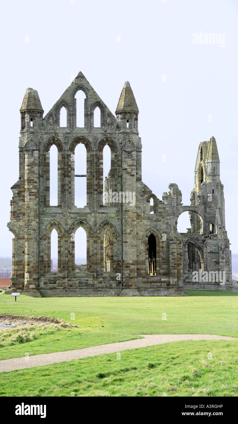 Storico Abbazia di Whitby rovine North Yorkshire Foto Stock