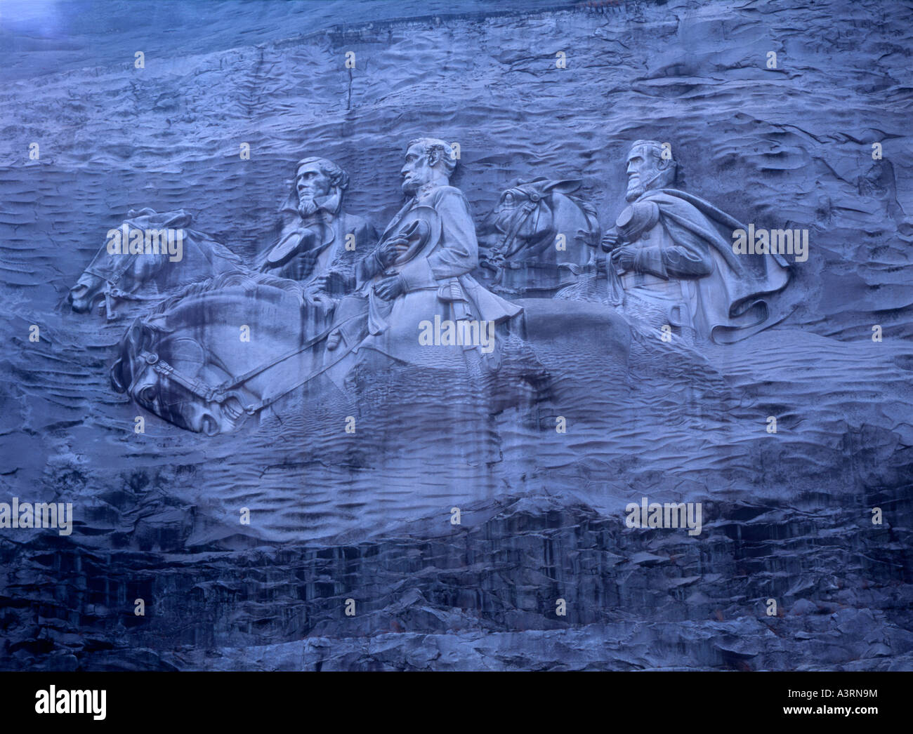 Confederato Guerra Civile Memorial carving, Stone Mountain Park, Georgia Foto Stock