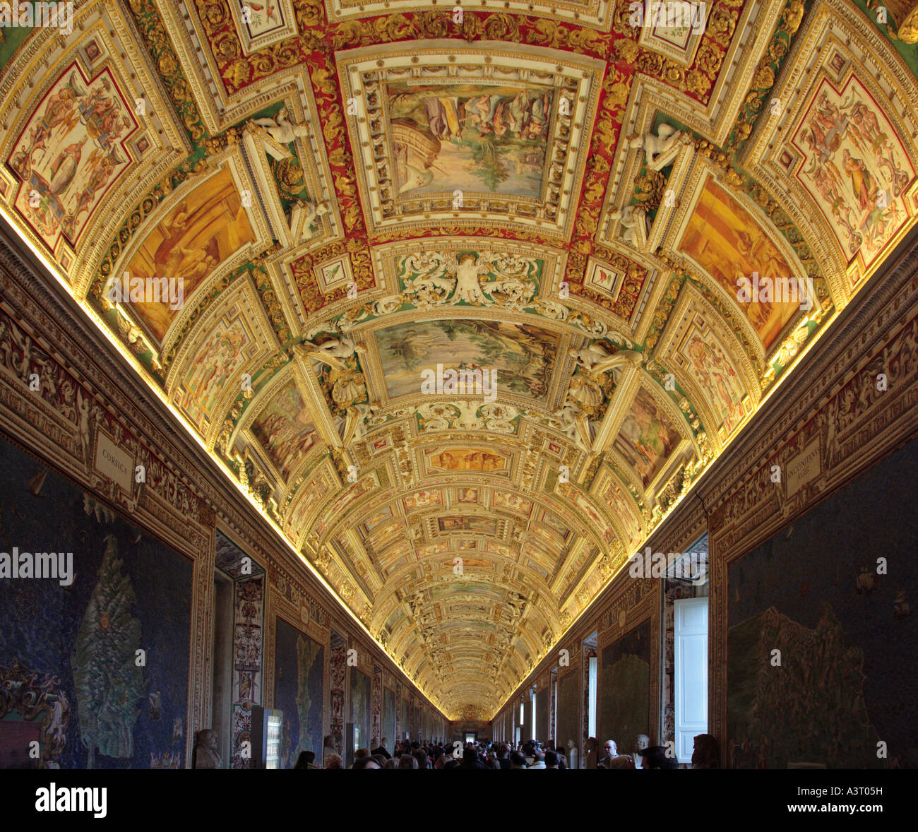 Particolare del soffitto della stanza della mappa nel Museo del Vaticano Roma Italia Foto Stock