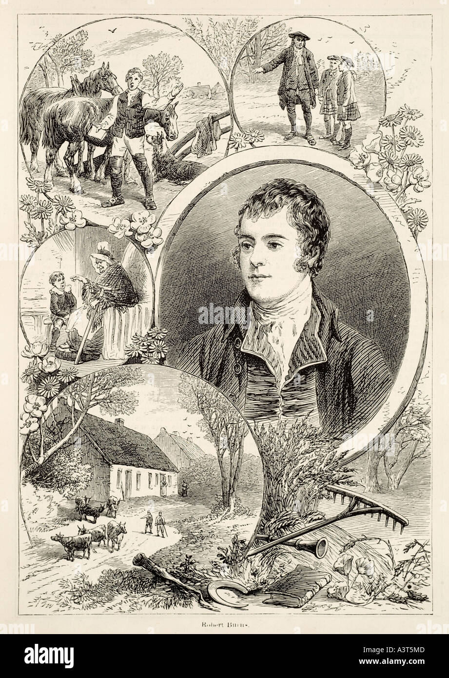Robert Burns Alexander nasmyth 1759 1796 poeta Scozzese Scott Scozia lavoro schizzo autore storia parola smith ritratto scena casa h Foto Stock