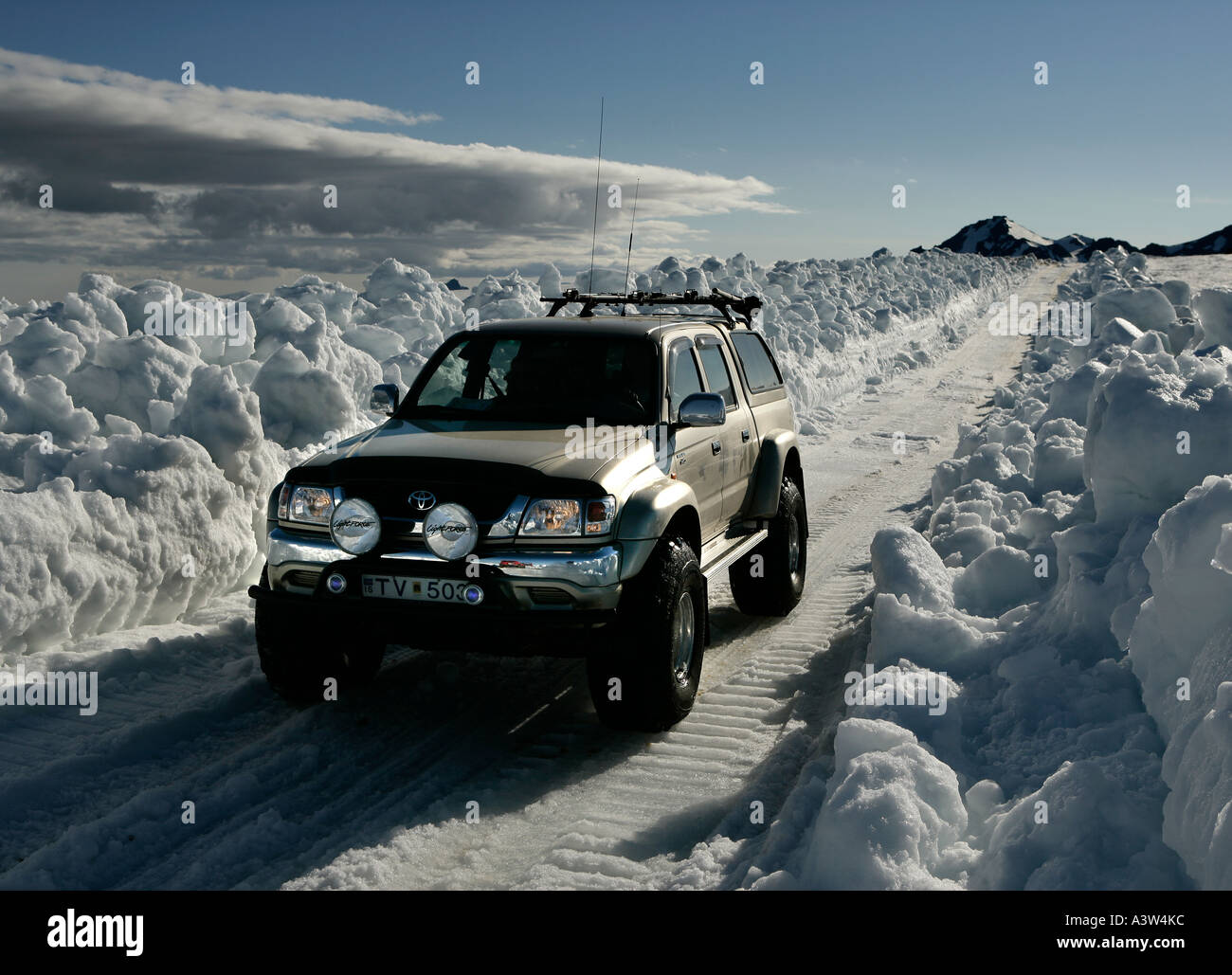 Super Gita in Jeep, ghiacciaio Langjokull Foto Stock