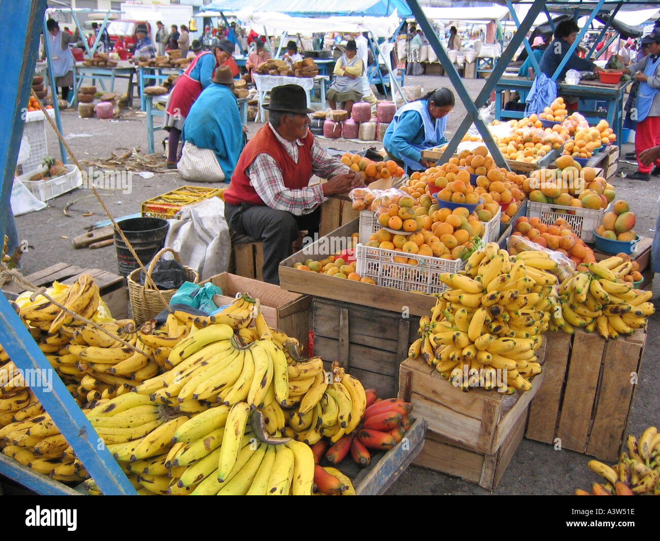 Pressione di stallo di mercato con banane Foto Stock