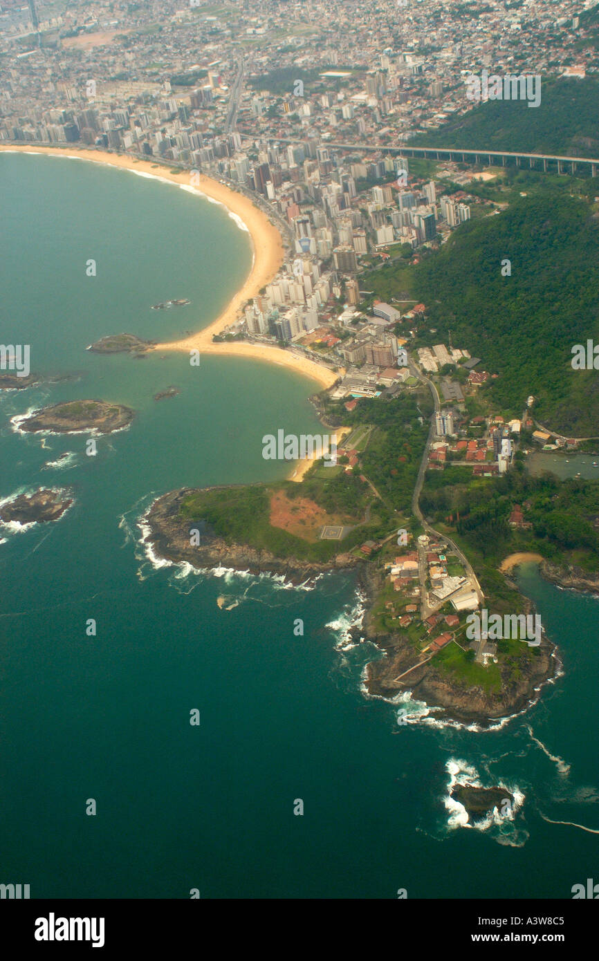 Vista aerea della spiaggia della Costa Vila Velha Espirito Santo Brasile Foto Stock