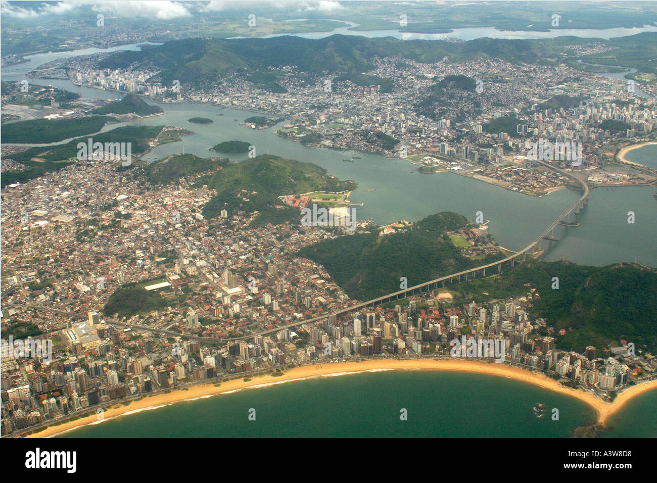 Vista aerea di Vitoria e Vila Velha Espirito Santo membro Brasile Foto Stock