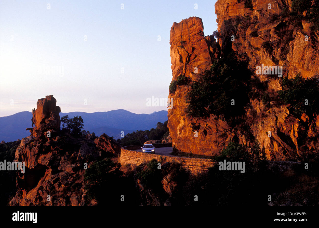 Rocce di Calanche tra Porto e Piana in Corsica Francia Foto Stock