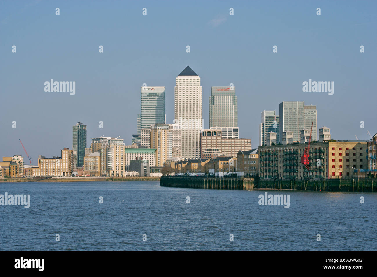 Canary Wharf skyline nelle Docklands Londra REGNO UNITO Foto Stock