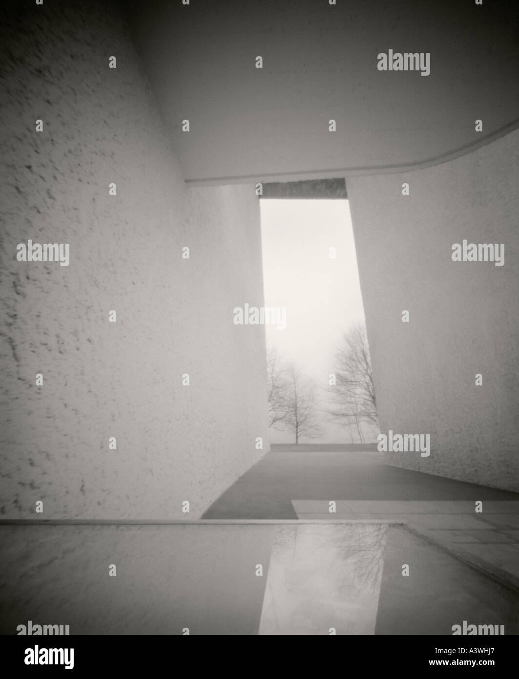 "Notre Dame du Haut' o 'Rochamp' chiesa, progettata da Le Corbusier. Pressione atmosferica 4x5pollici pinhole immagine. Foto Stock