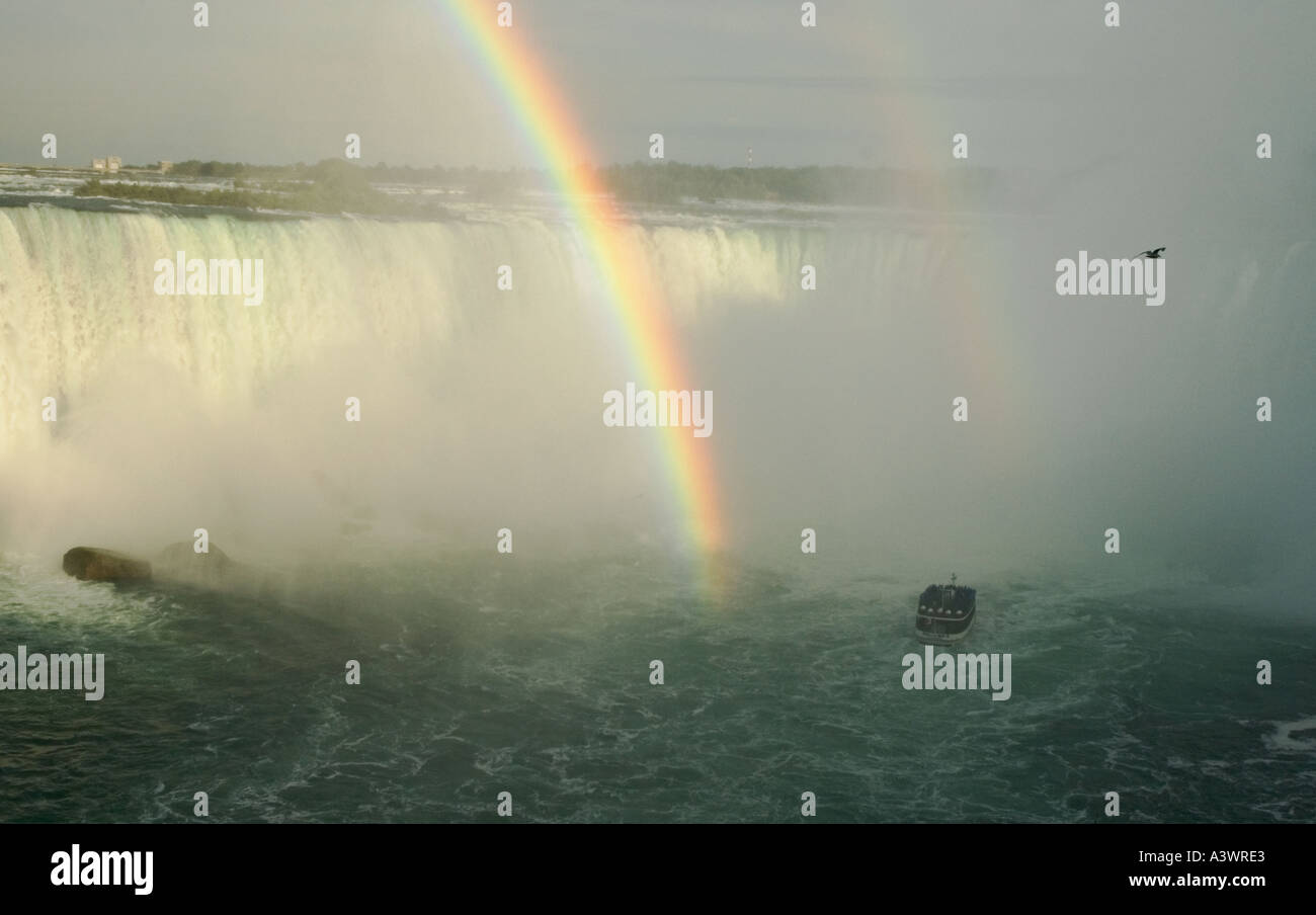 Canada Ontario Niagara Falls Cascate Horseshoe la Domestica della Foschia tour in barca rainbow Foto Stock