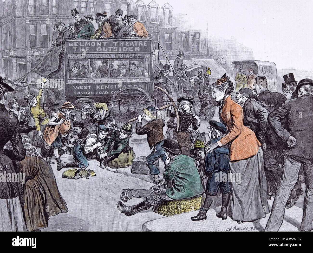 London street scene, secolo XIX Foto Stock
