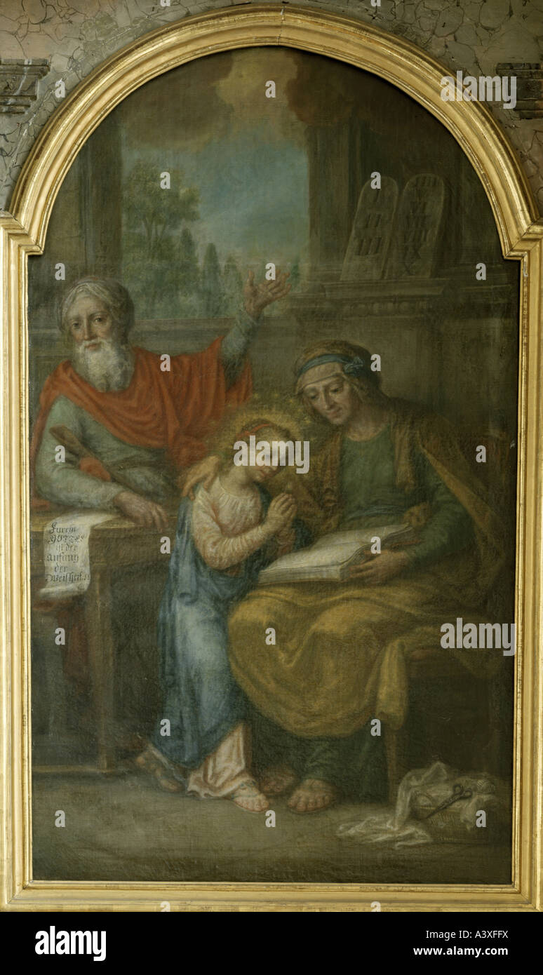 "Belle Arti, Brugger, Andreas, (1737 - 1812), pittura, 'istruzione di Saint Mary', circa 1808 / 1811, pala, lato destro Foto Stock
