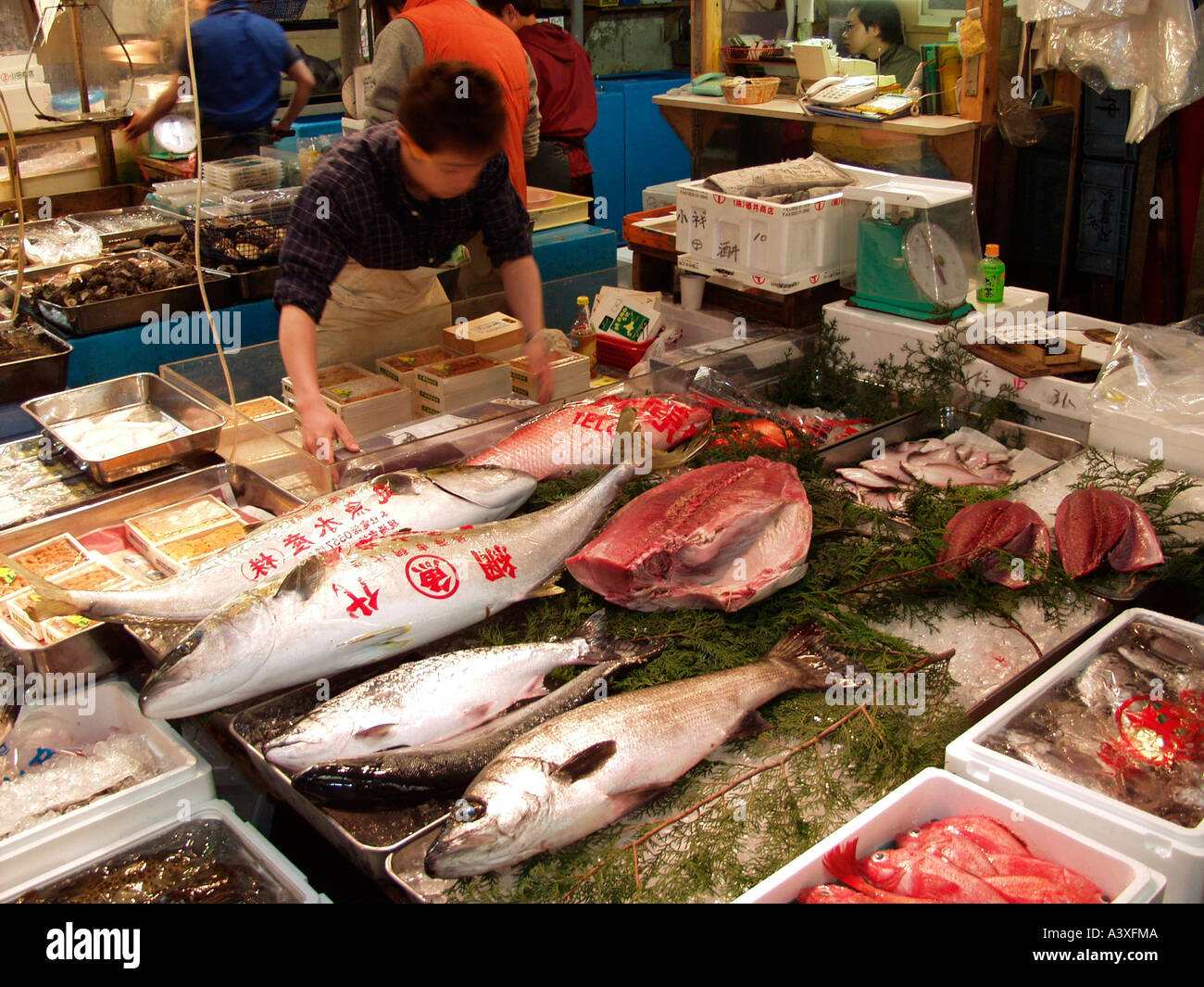 Mercato del pesce in Giappone Foto Stock