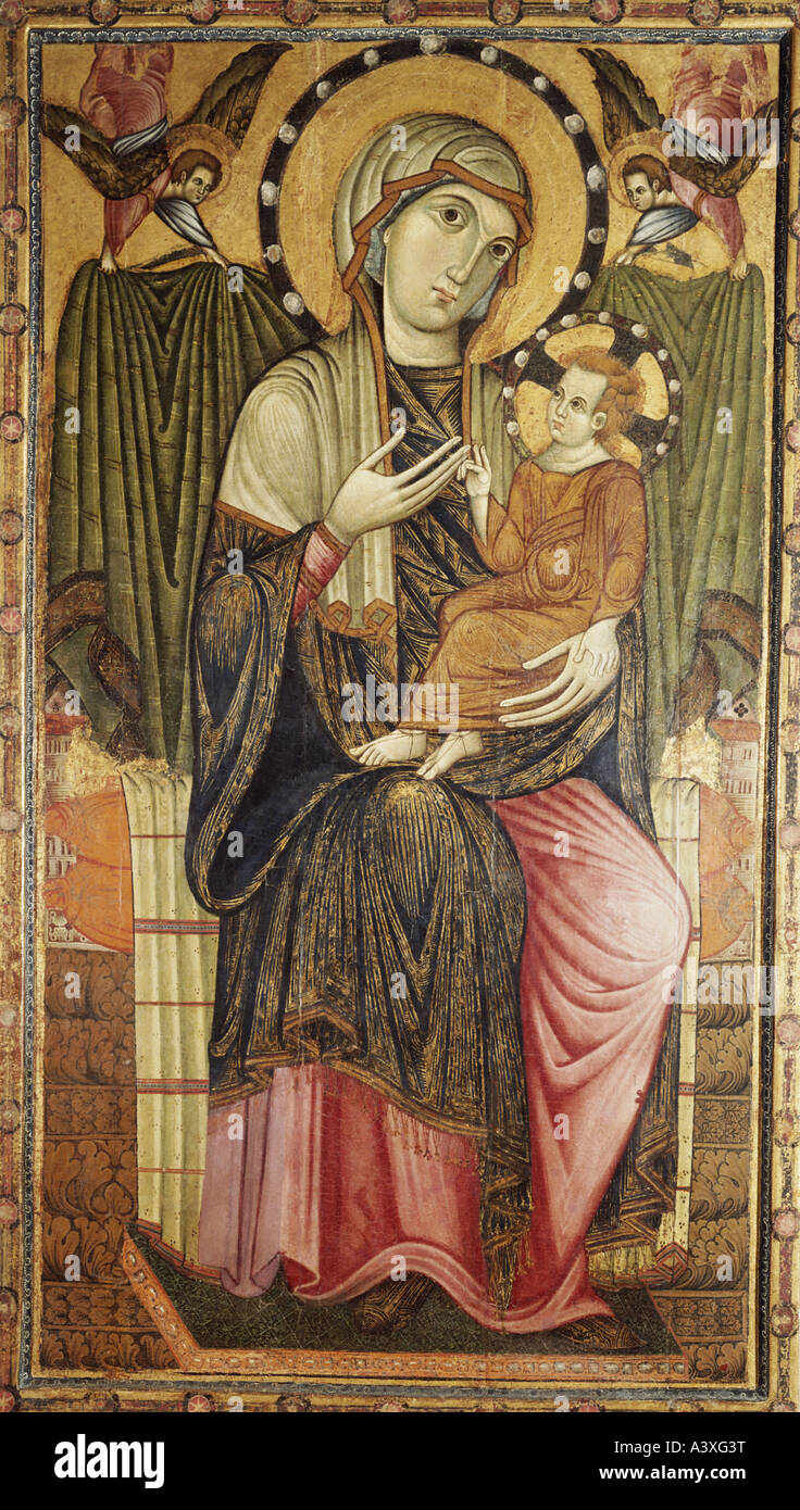 Belle arti, l'arte religiosa, Santa Maria, Madonna con bambino, pittura, circa del XIII secolo, la chiesa di Santa Chiara di Assisi, Italia, Euro Foto Stock