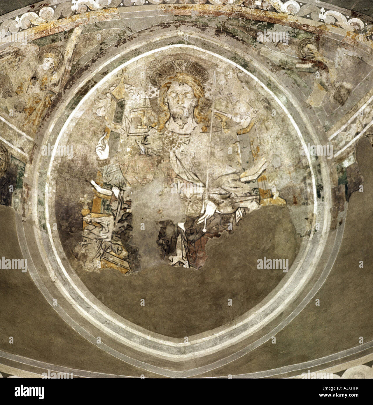 Belle arti, l'arte religiosa, Gesù Cristo come Giudice del mondo, pittura, affresco del secolo XIII, Saint Andrew 's chiesa, Soest - O Foto Stock