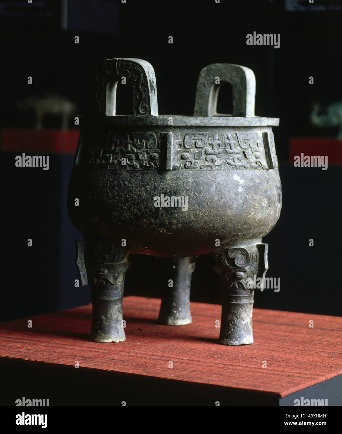 Belle arti, conutries, Cina, craft / Artigianato, bollitore sacrificale, (Yu Ding), fine secolo XI, bronzo, Shaanxi Provinciale mus Foto Stock