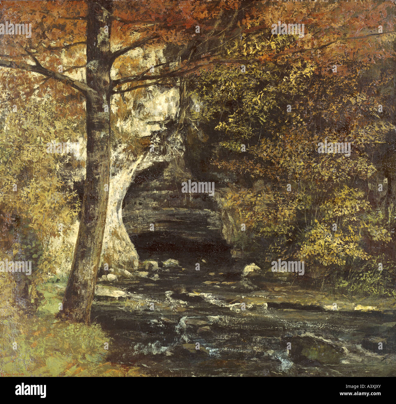 "Belle Arti, Courbet, Gustave, (1819 - 1877), pittura, 'nella foresta', circa 1860, National Gallery, Praga, storico histor Foto Stock