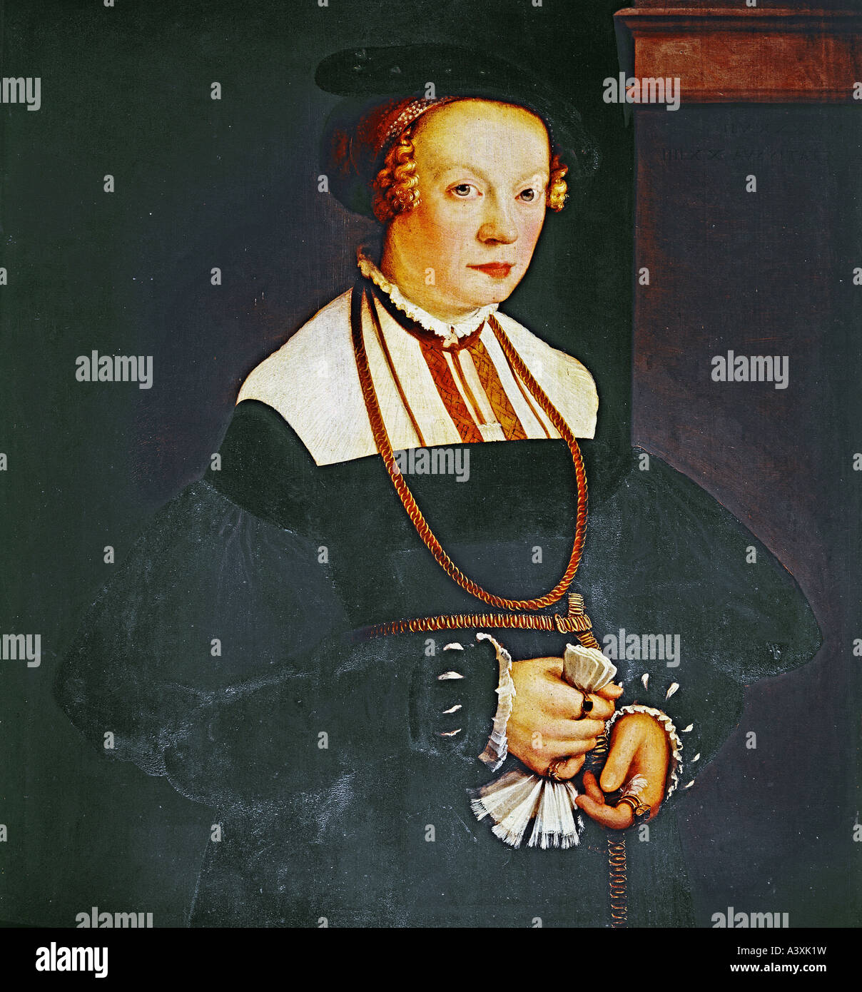 "Belle Arti, Amberger Christoph, (circa 1500 - 1562), 'Felicitas Seiler", 1537, olio su pannello di calce, 90 cm x 80 cm, Old Pinakoth Foto Stock