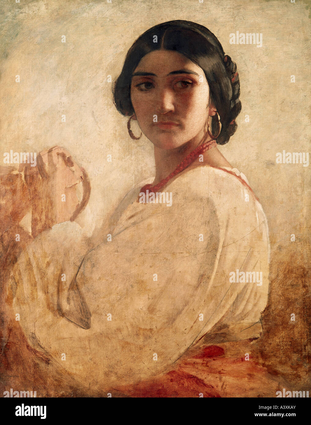 "Belle Arti, Feuerbach, Anselmo, (1829 - 1880), pittura, 'Italienerin', ("donna italiana"), il Museo Folkwang, Essen, storico Foto Stock