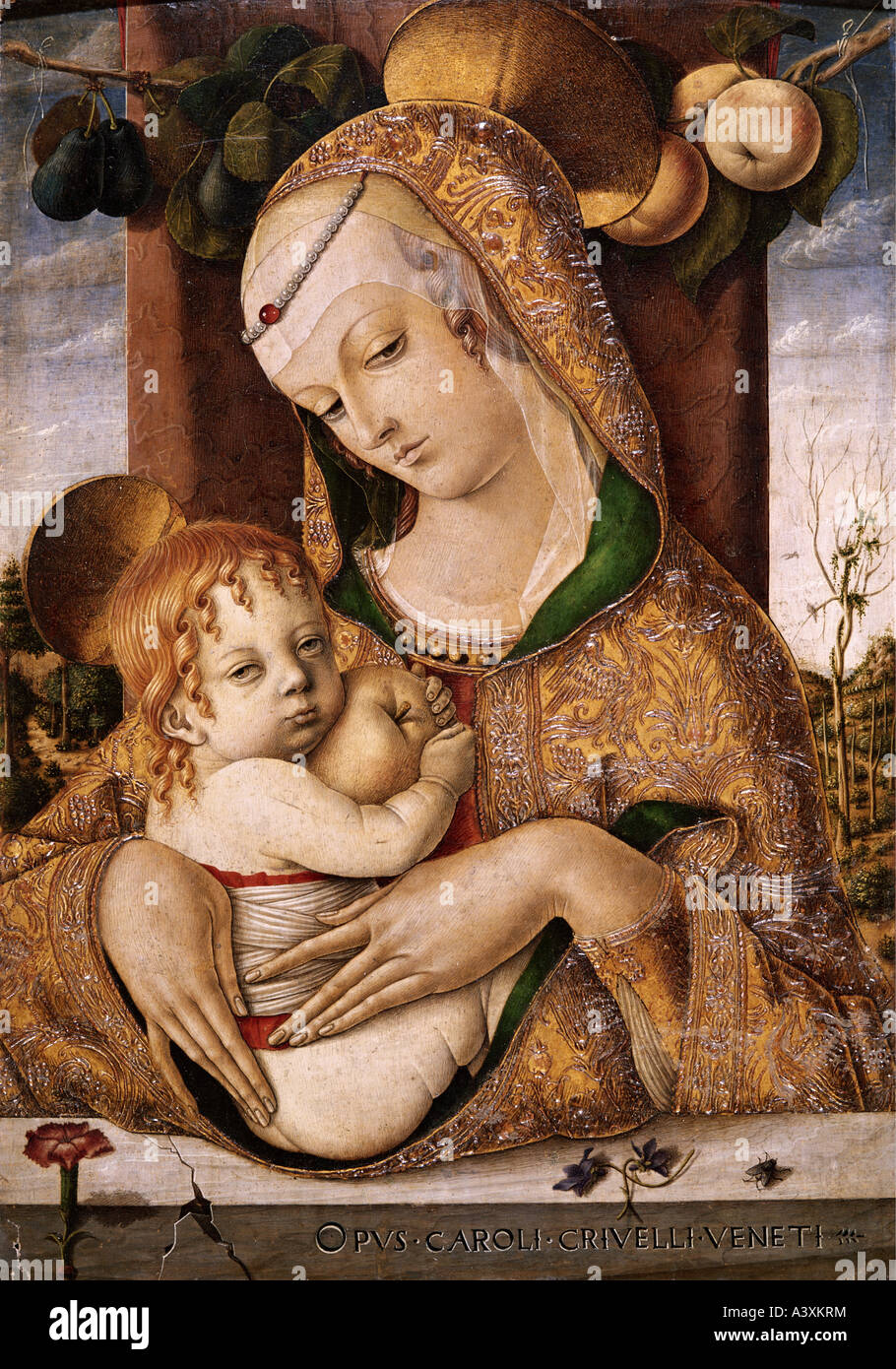"Belle Arti, Crivelli, Carlo, (circa 1435 - prima del 1500), pittura, "Madonna con bambino", circa 1480, tempera su pannello, 48,5 cm Foto Stock
