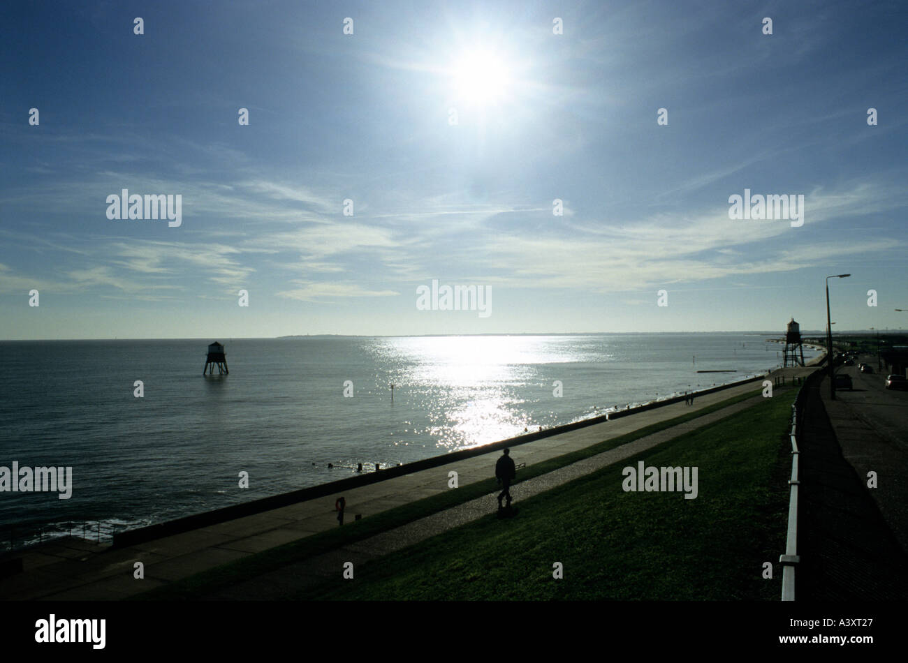 Sunsetting in Dovercourt Bay Essex Inghilterra Foto Stock