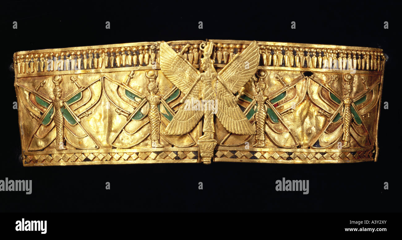 Belle arti, mondo antico Egitto, craft / Artigianato, bracciale della  regina Amanischahete, dea con doppie ali, oro, smalto, py Foto stock - Alamy