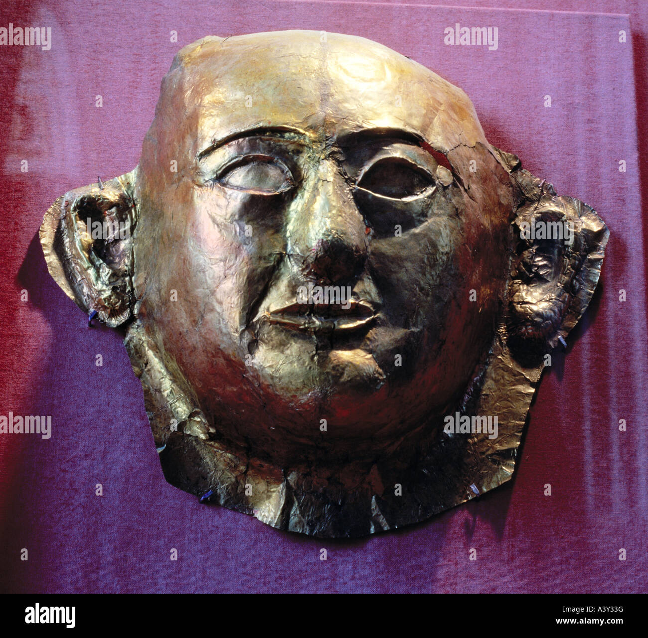 Belle arti, mondo antico Egitto, Nuovo Regno, craft / Artigianato, maschera di morte, principe Khaemweset, oro, goffrato, xiii secolo A.C. Foto Stock