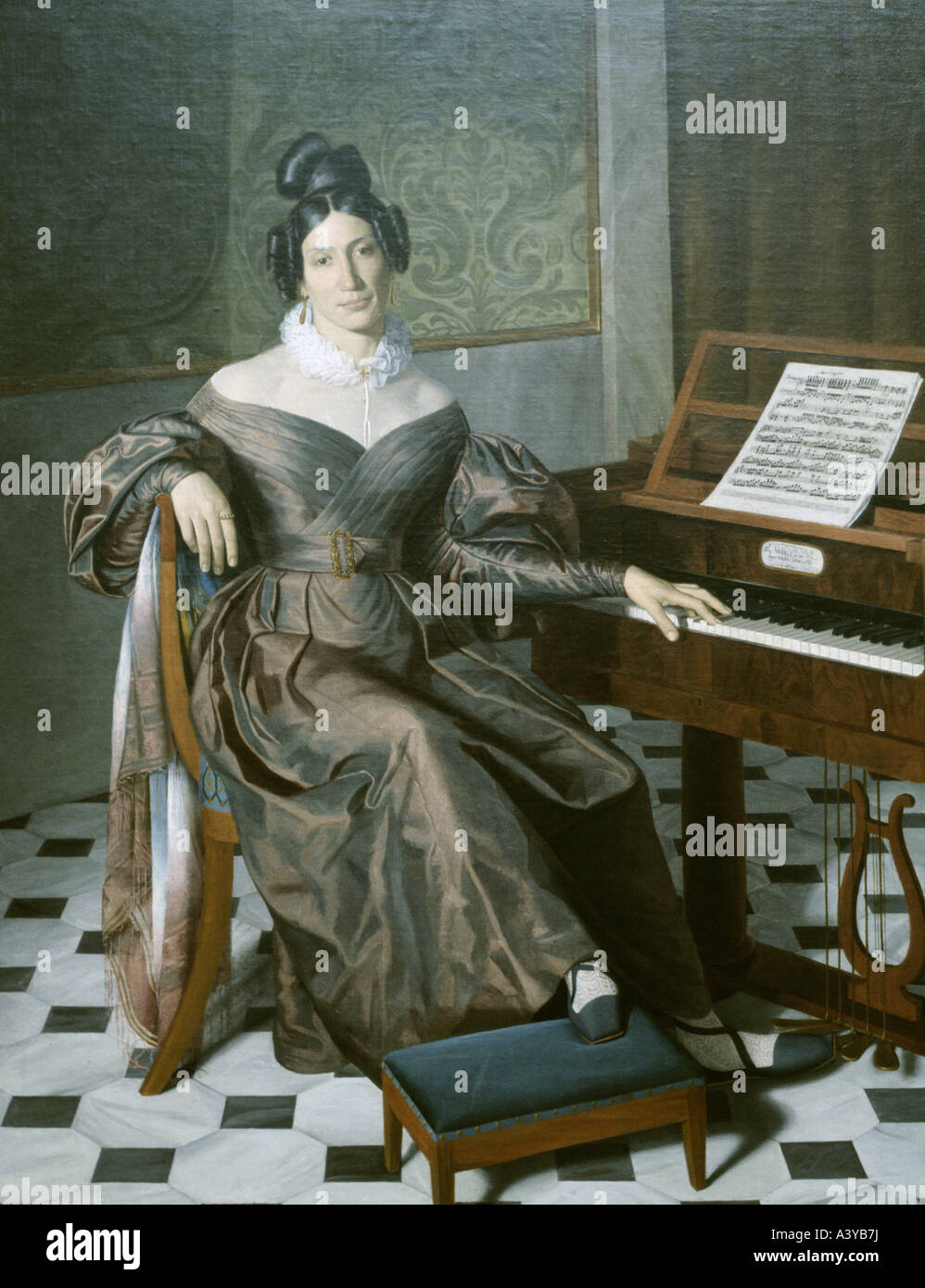 "Belle Arti, pittura, 'Bildnis der Sängerin Isabella Colbran' ('ritratto della cantante Isabella Colbran'), artista sconosciuto, 1830 Foto Stock