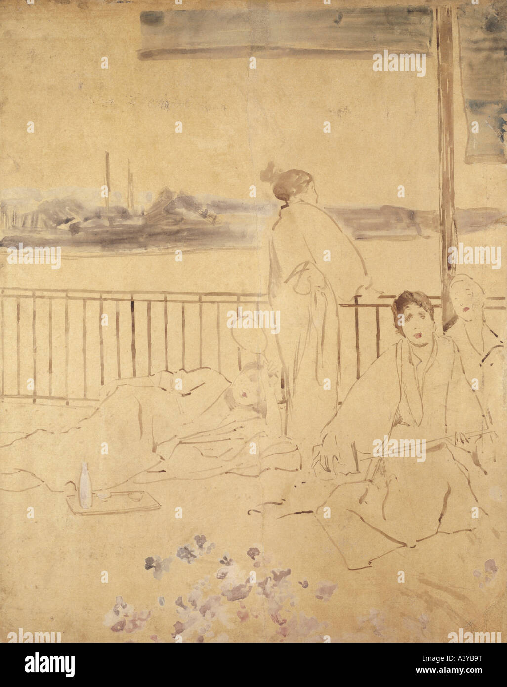 "Belle Arti, Whistler, James McNeill, (1834 - 1903), stuy per "balcone", um 1867 / 1870, olio su pannello, 61 cm x 48,2 cm, Bernie Foto Stock