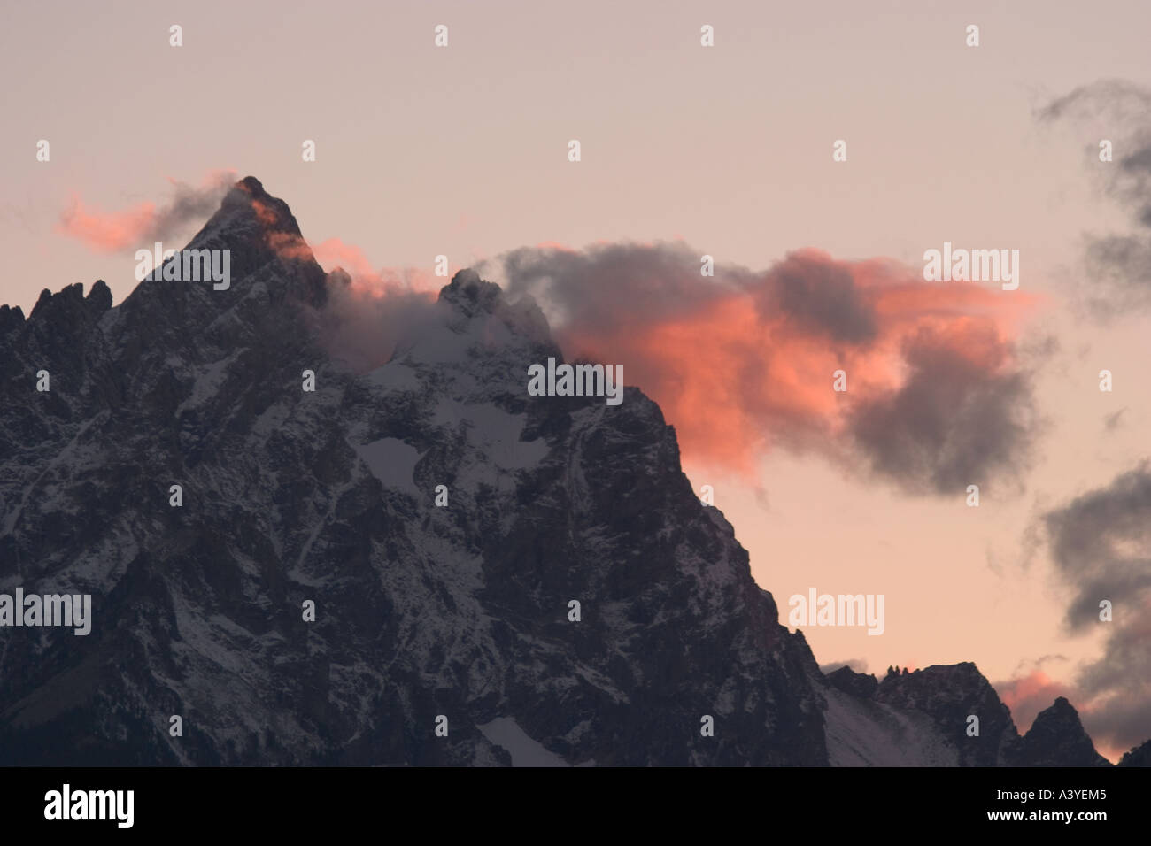 Tramonto al Grand Tetons National Park, Wyoming USA Foto Stock