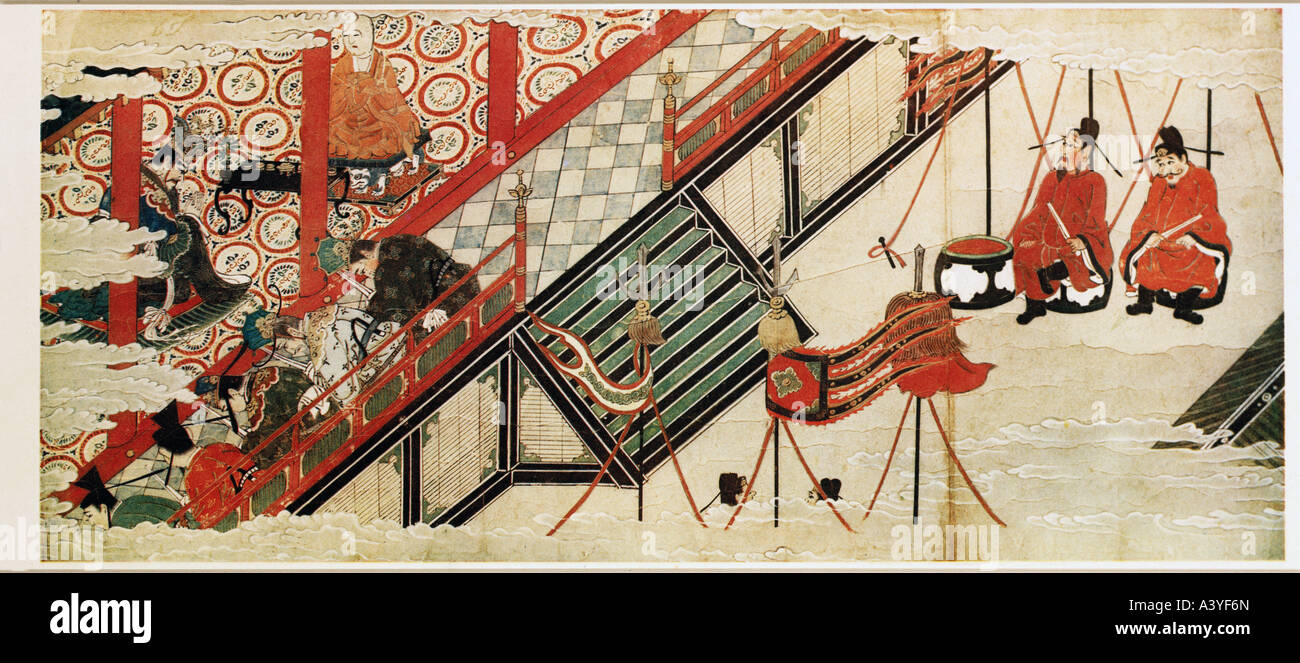 Belle arti, paesi, Giappone, pittura, adorazione del Buddha Jizo, scorrere-pittura, dettaglio del XIII secolo e il Museo Nazionale di Tokyo, Foto Stock