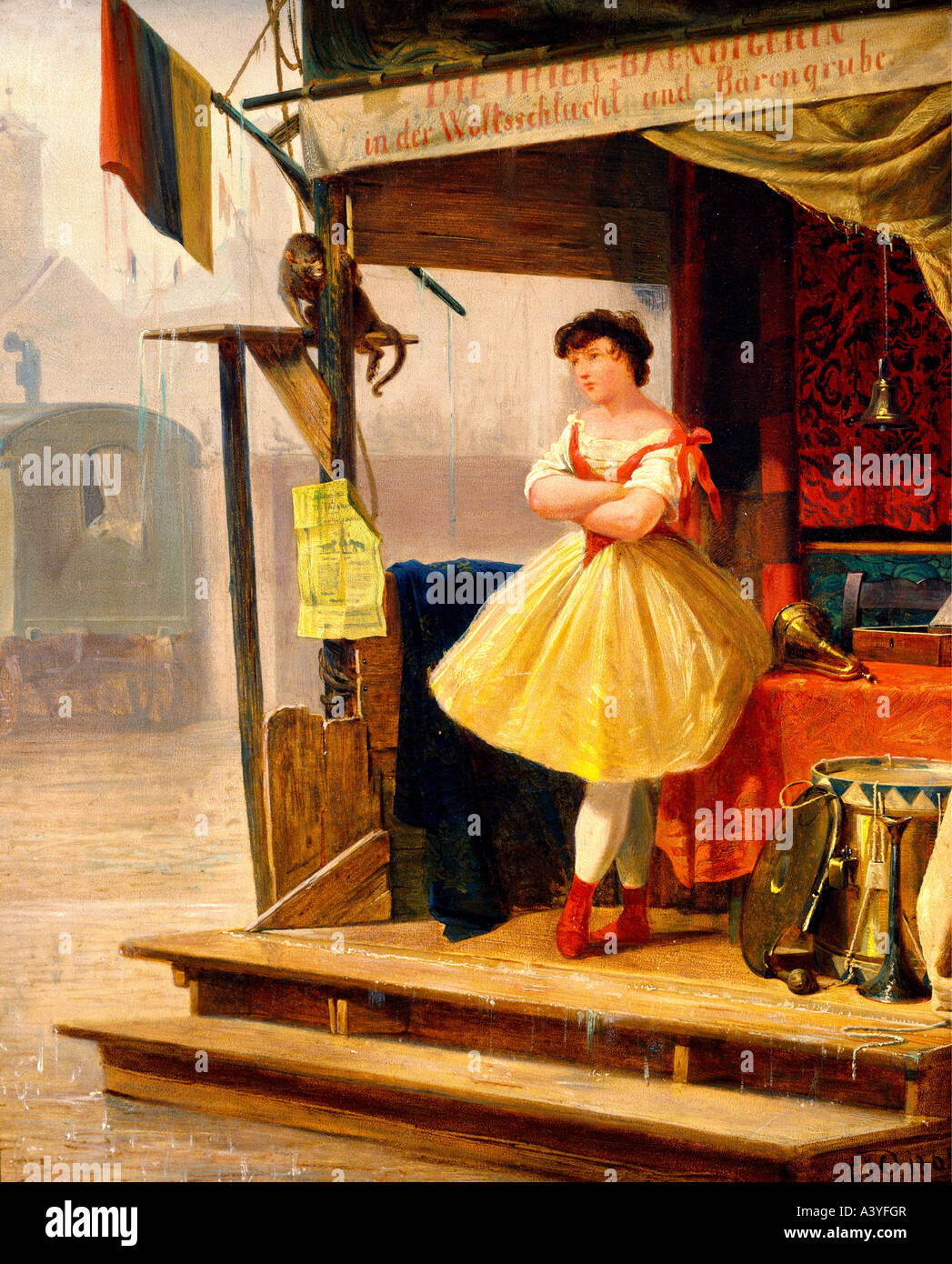 Festa, fiere, carnosa, pestello animale nella sua cabina, pittura, da EH, olio su tela, 1865, Museo Civico, Monaco di Baviera, , Foto Stock