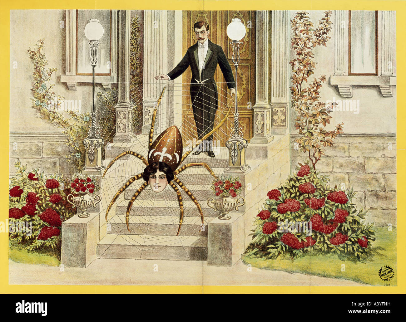 Festività, fiere, carnie, 'Spider Girl', poster, litografia a colori, stampa di Adolph Friedländer, Amburgo, 1922, Foto Stock