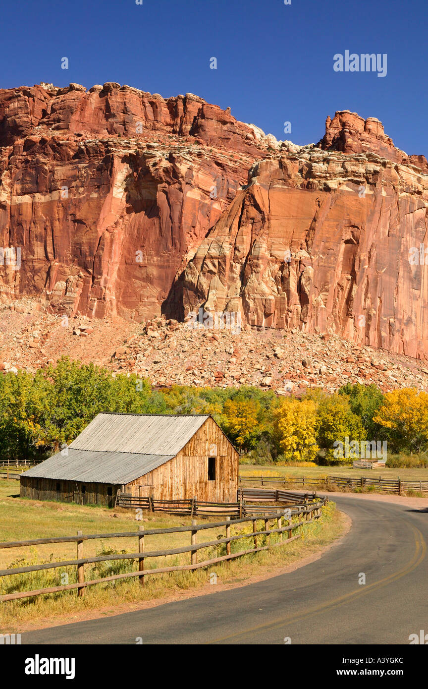 Fienile storico in Fruita Capitol Reef National Park nello Utah Foto Stock
