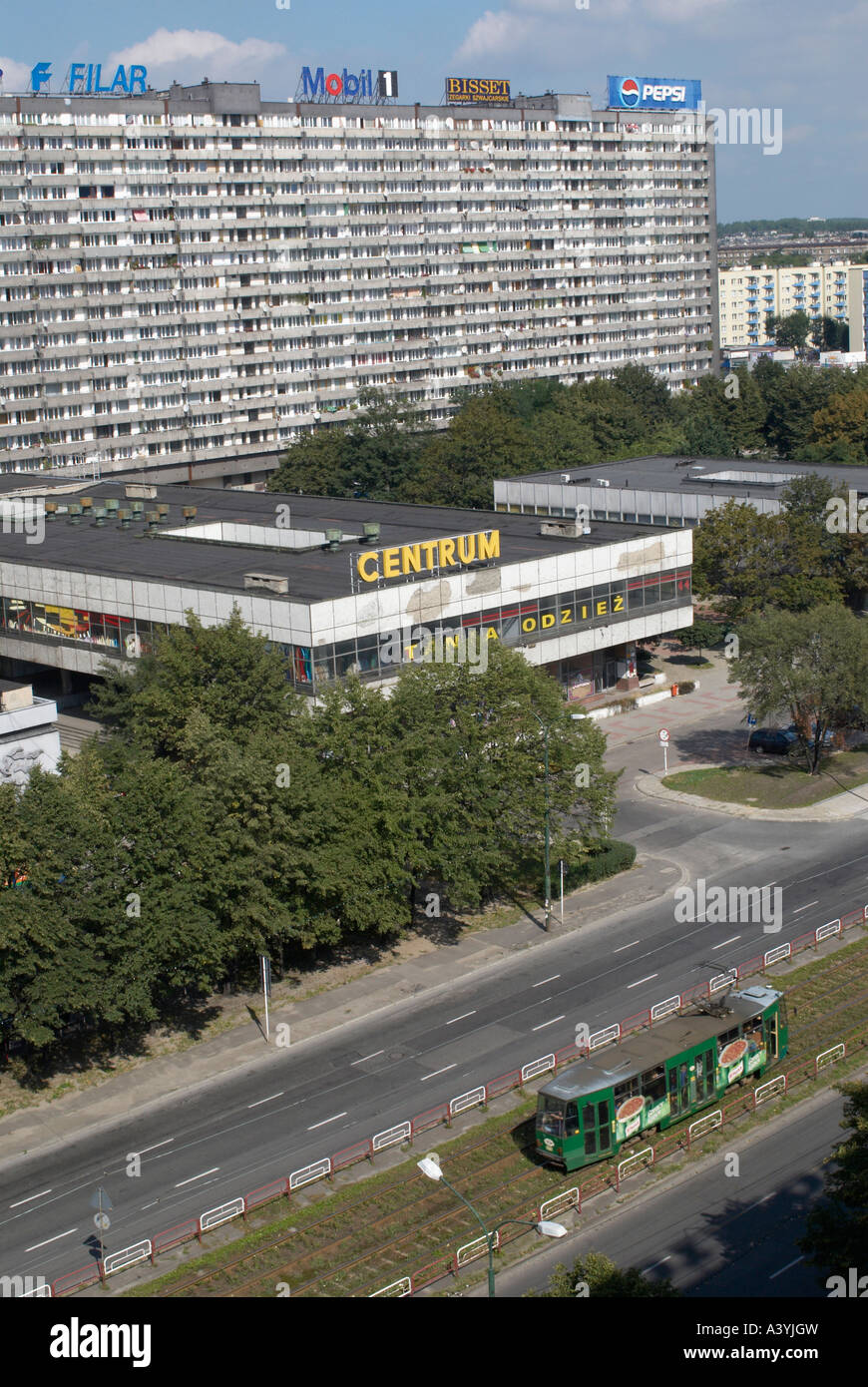 Uffici e negozi a Lodz in Polonia Foto Stock