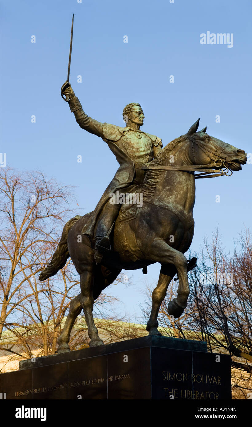 Statua di Simon Bolivar. Washington DC. Foto Stock