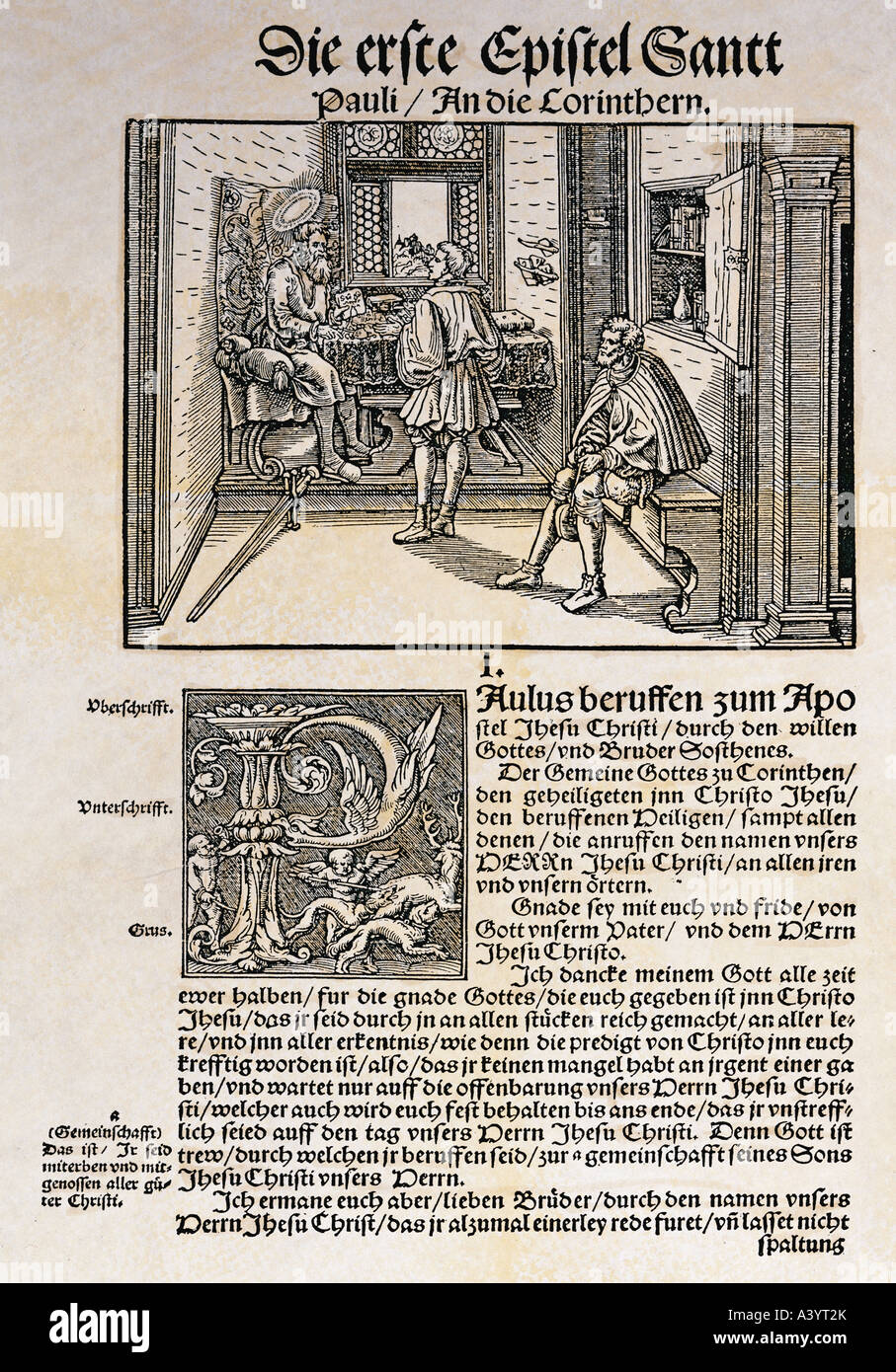 Luther, Martin, 10.11.1483 - 18.2.1546, riformatore tedesco, la traduzione della Bibbia in lingua tedesca, prima epistola al cor Foto Stock