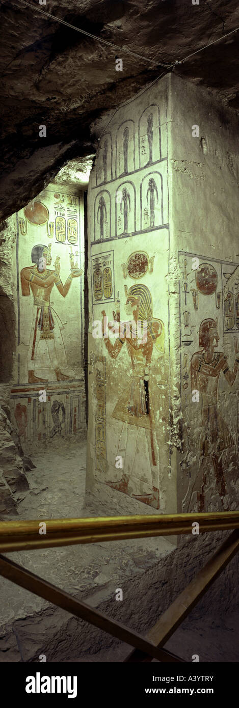 Viaggio / geografia, Egitto, Tebe, Valle dei Re, edifici, tomba del faraone Ramesse IX, tomba 9, Foto Stock