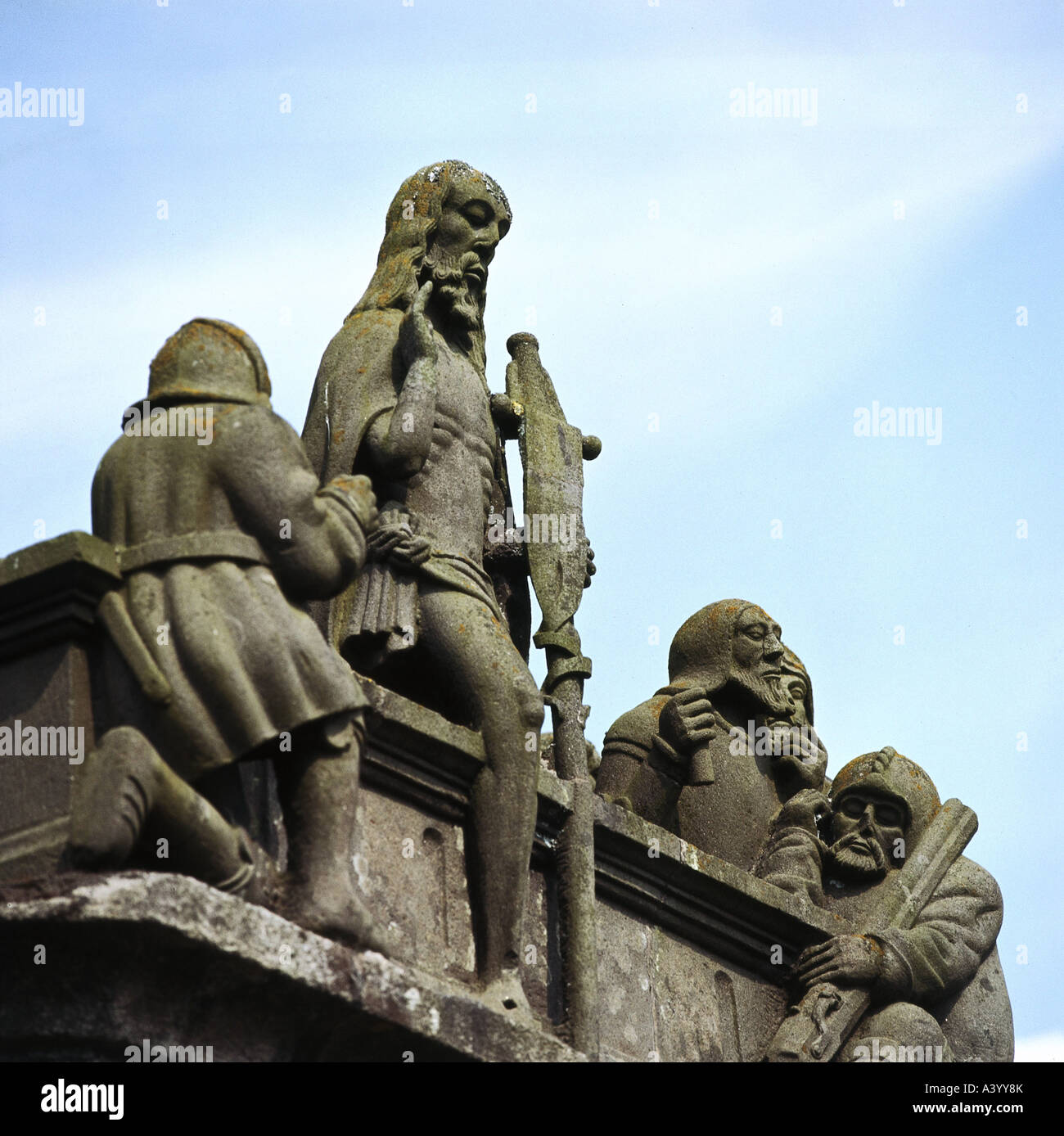 Geografia / viaggio, Francia, Plougonven, monumenti, calvario, dettaglio, resurrezione di Cristo, 1554, Foto Stock