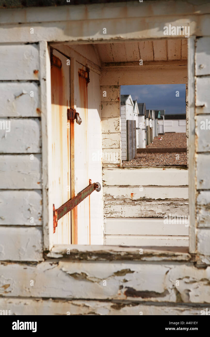 Cabine sulla spiaggia, Shoreham da Sea East Sussex Foto Stock