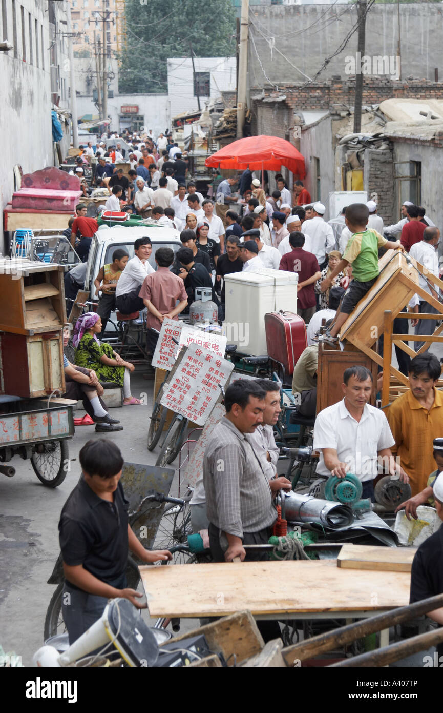 La strada affollata di mercato, Cina Foto Stock
