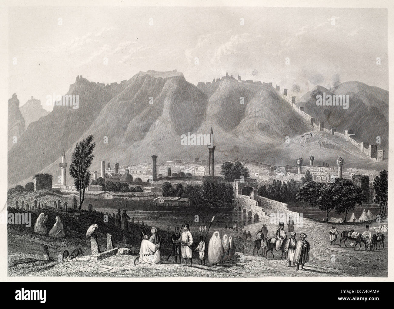 Antiochia Turchia Turkish antakya anathoth Suadeah medio oriente corsa su strada la difesa della città murata di parete minareto torre santa religione SIF Foto Stock