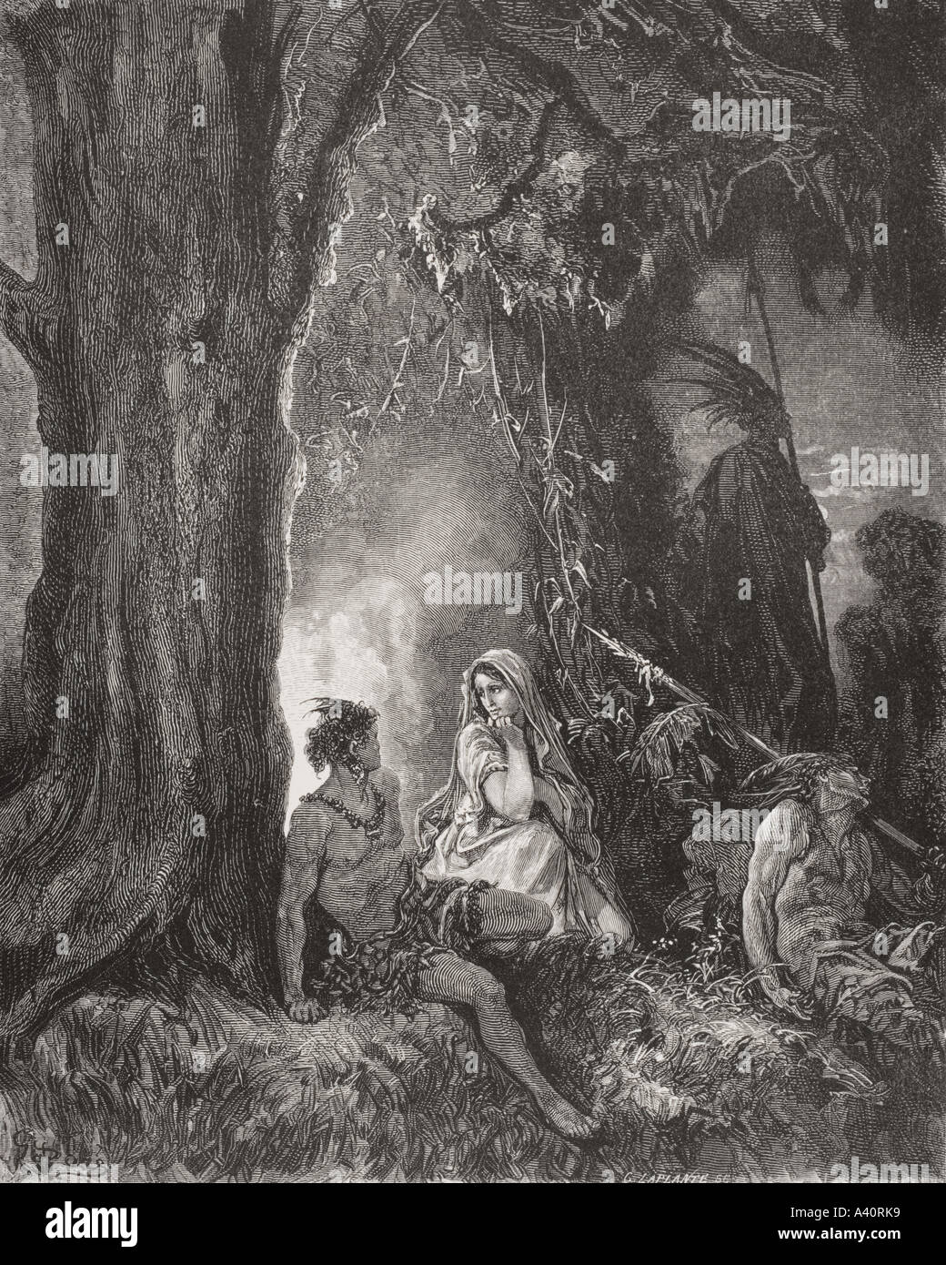 Incisione di Gustave Dore, 1832 - 1883. Artista francese e illustrator. Atala da Chateaubriand Foto Stock