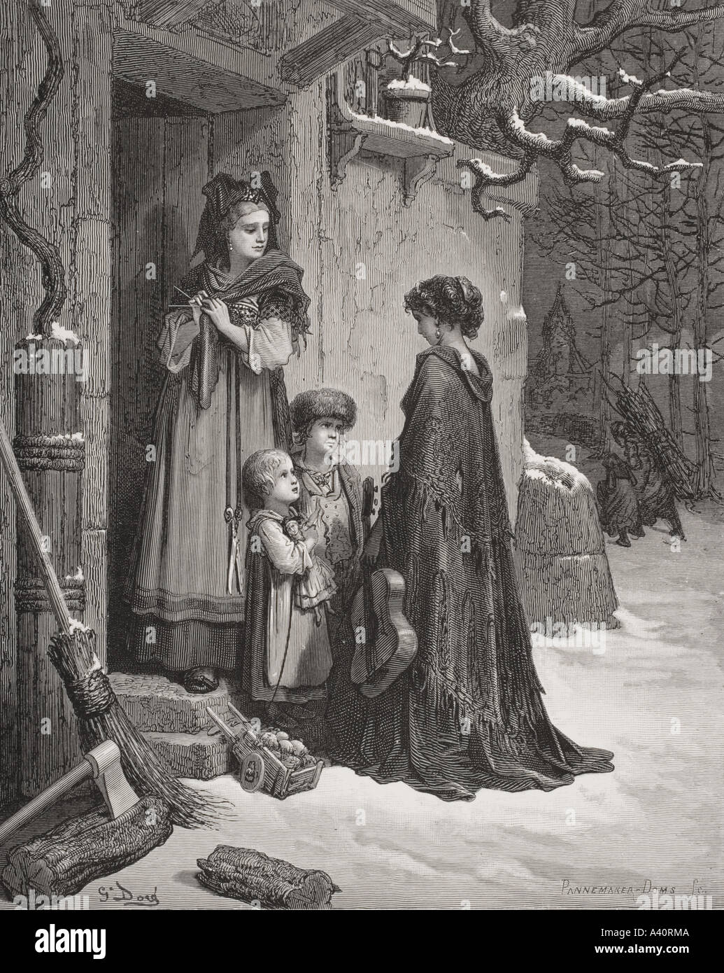 Illustrazione di Gustave Dore per Il Grasshopper e Ant Foto Stock